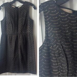 Ann Taylor Black Eyelet Midi Dress Size 4